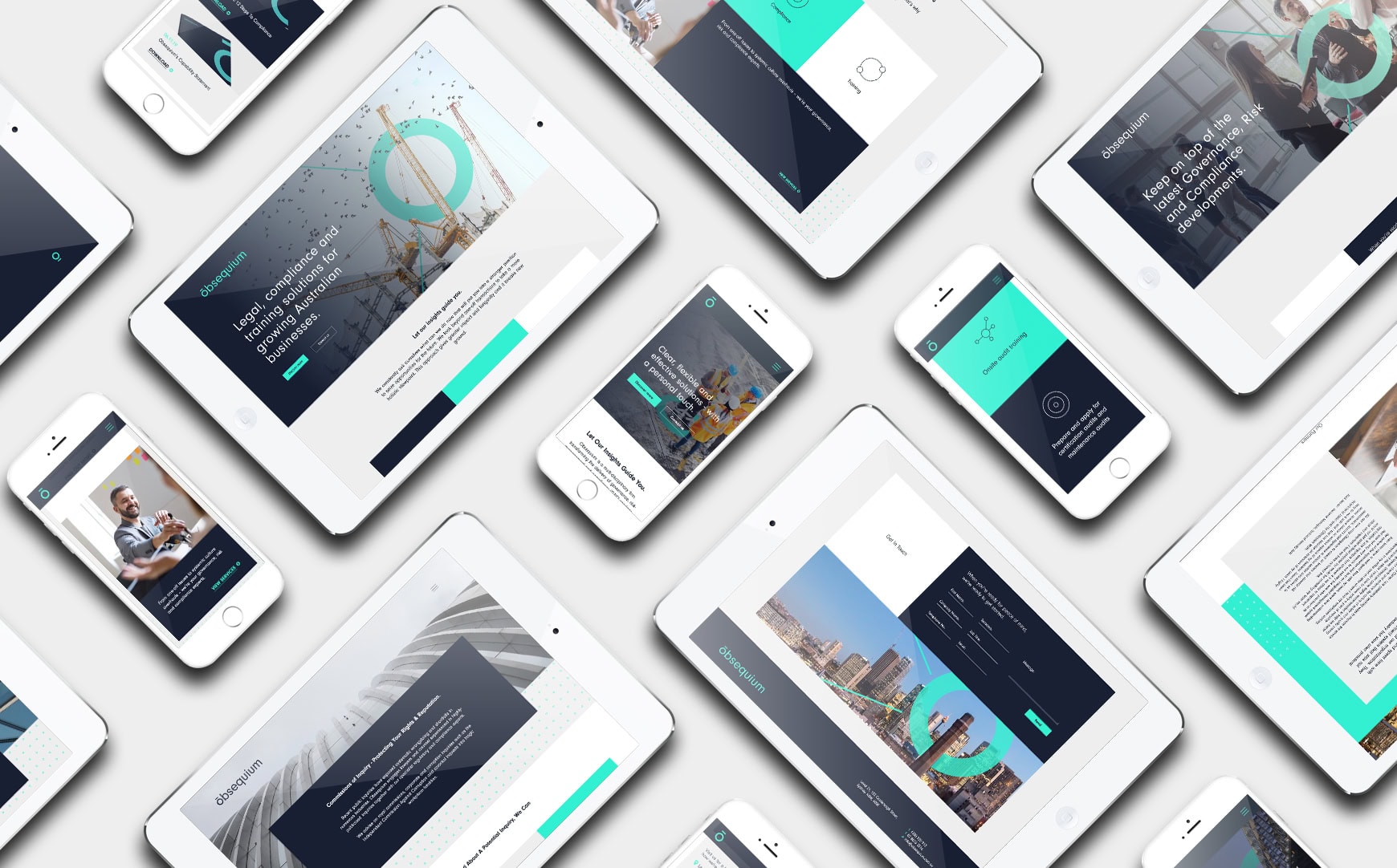 Risk Management and compliance website design on ipads and iphones
