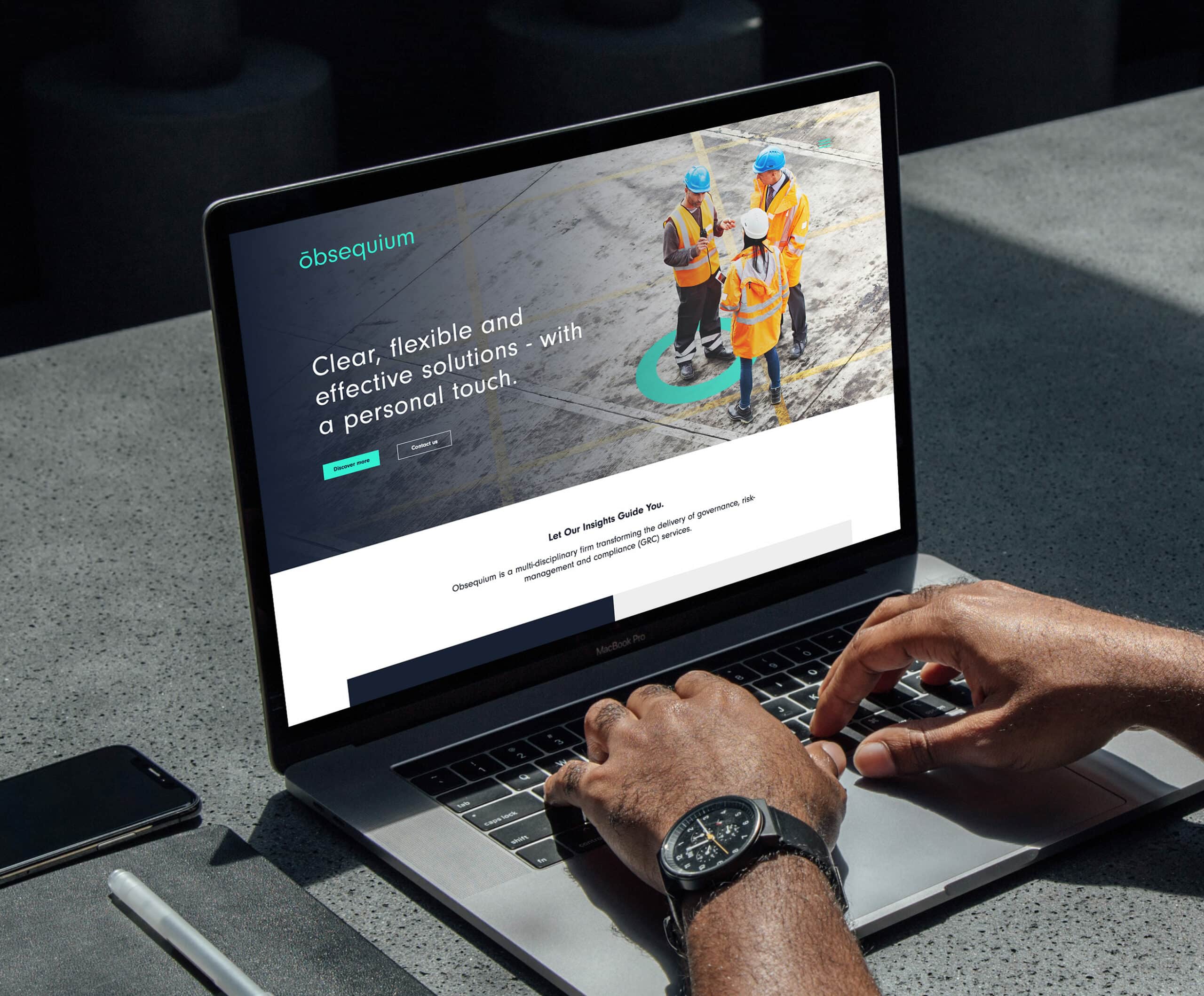 Risk Management Branding Design of Website viewed on Laptop