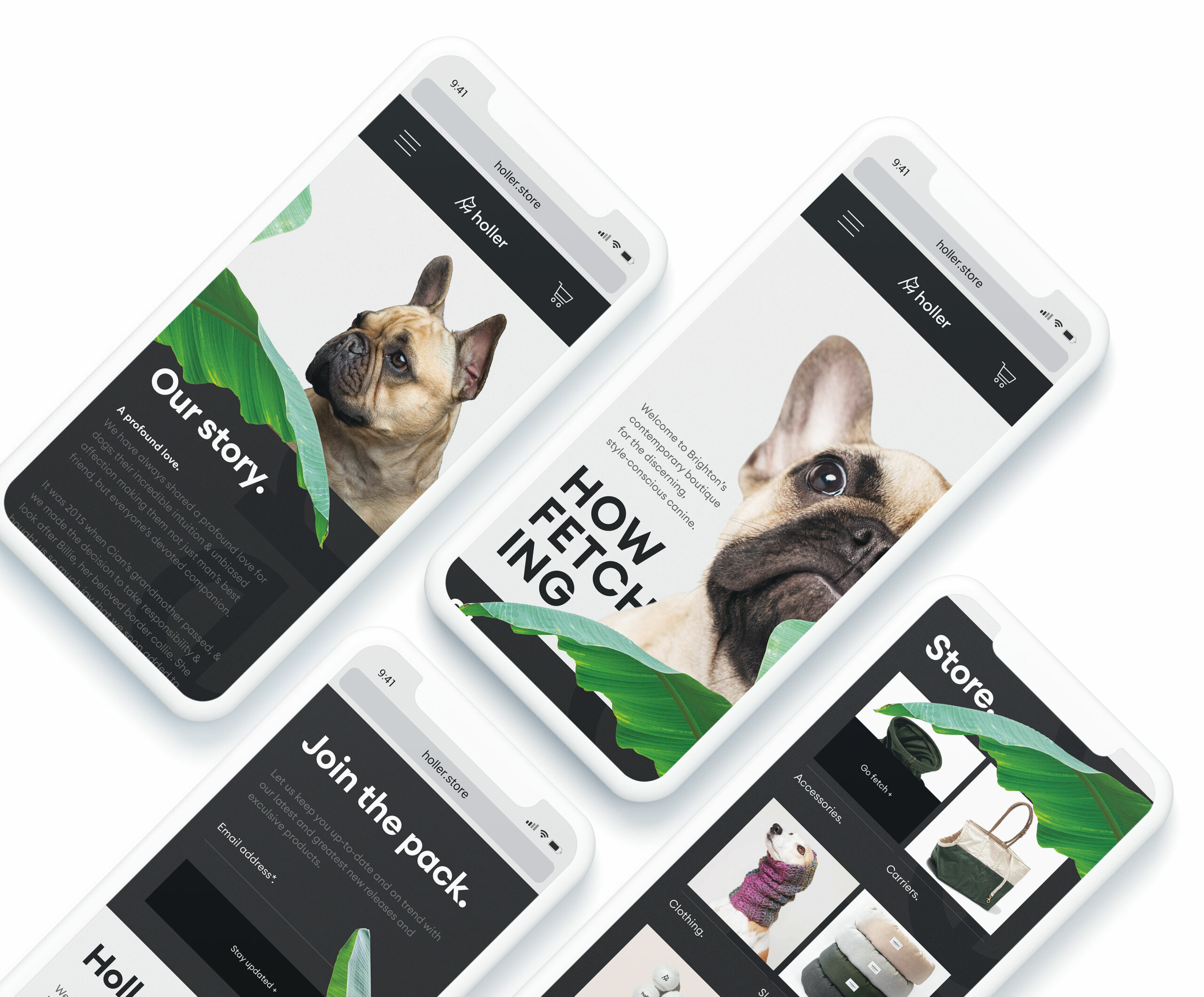 Dog Clothing Boutique Website Brand Identity Mobiles