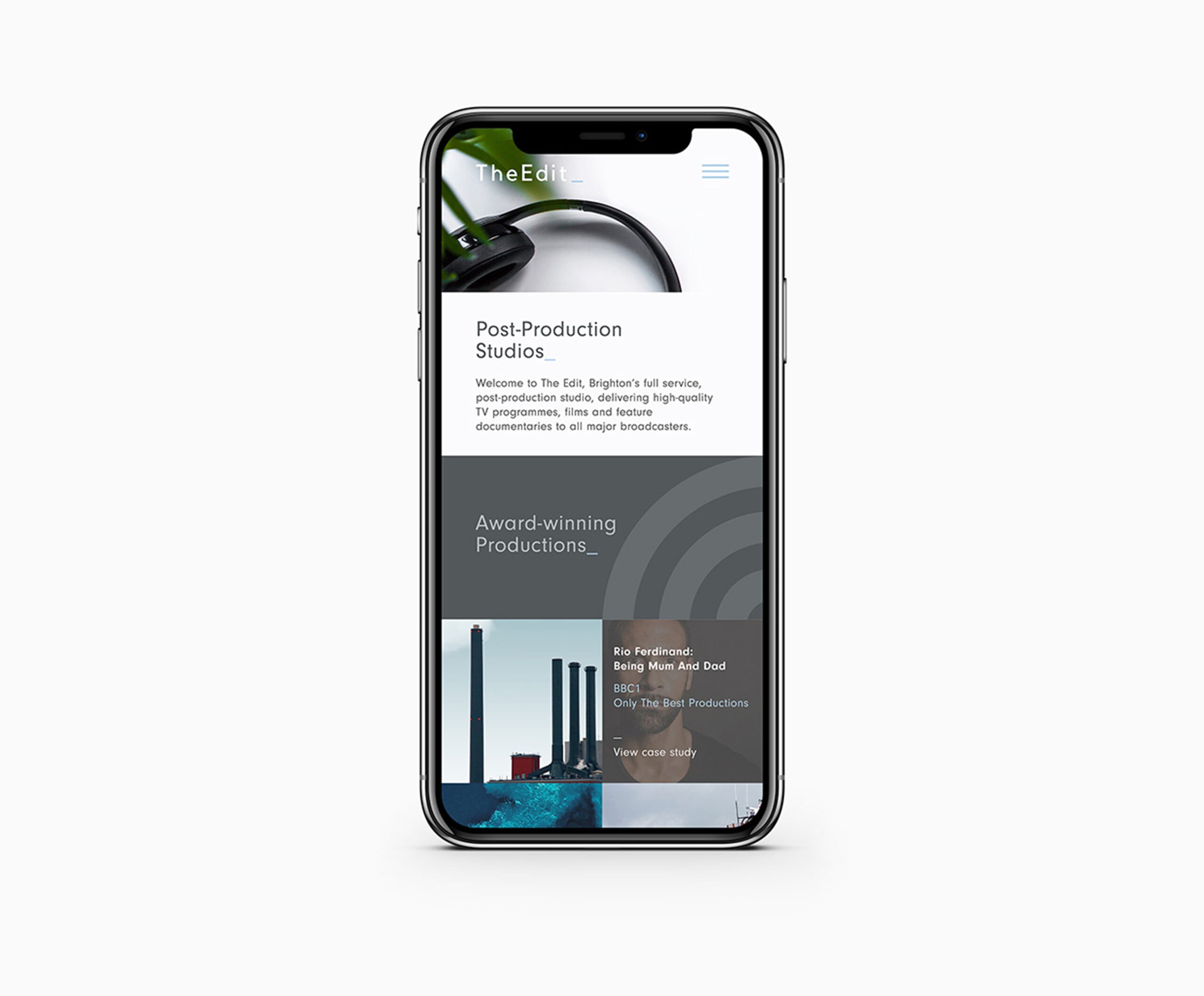 The Edit Post Production Website Design on Mobile
